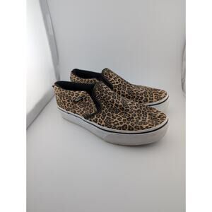 Vans Size 6 Leopard Slip On Shoes Missy Canvas Cheetah Print Sneakers Women's